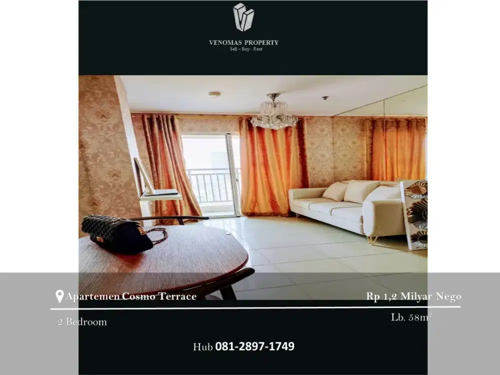 Dijual Apartement Cosmo Terrace 2BR Full Furnished High Floor
