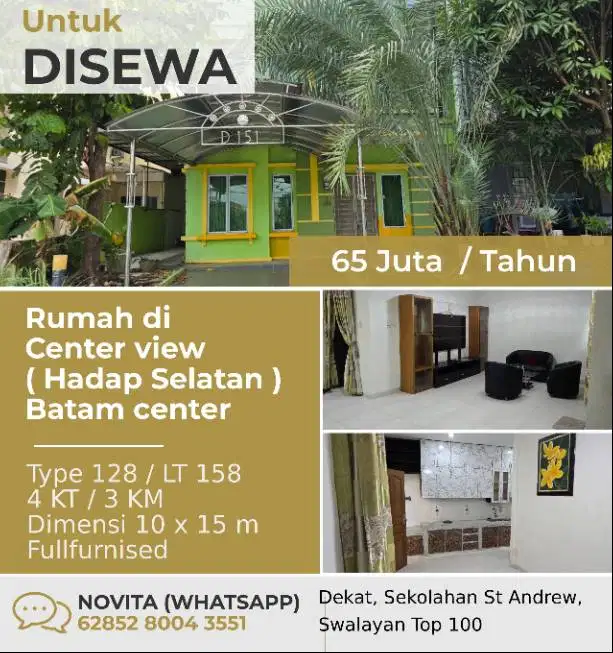 1 Unit Rumah Siap Huni  Center view ( Hadap Selatan ) Batam center