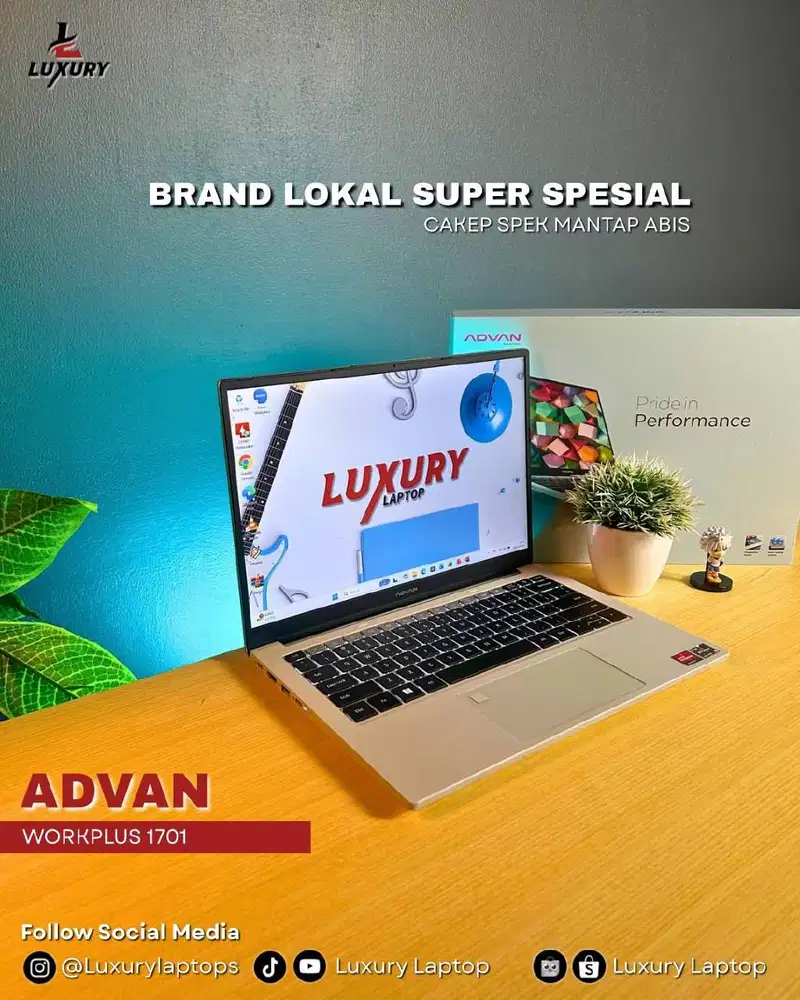 LAPTOP ADVAN WORKPLUS 1701 SLIM RYZEN 5 JUAL MURAH RAM SSD BU