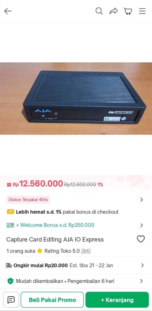 Capture Card AJA io express Murah Meriah