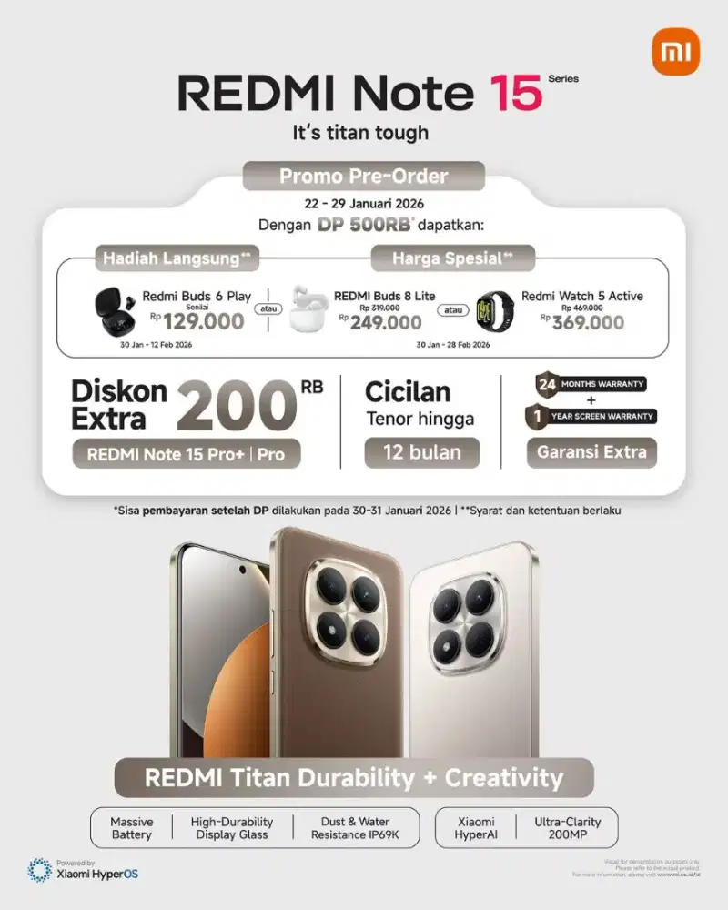 Pre Order REDMI NOTE 15 Series ! Get CASHBACK 200 k