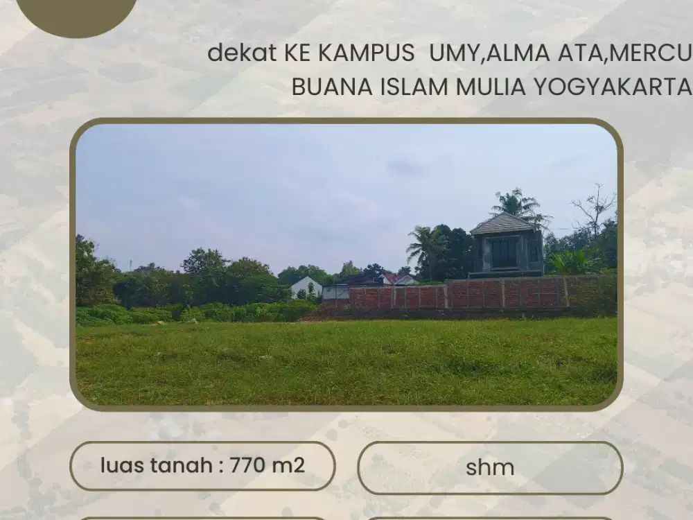 Tanah SHM Pekarangan Area Gamping Siap Balik Nama