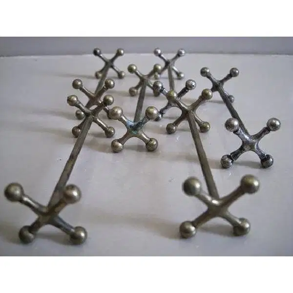 Antik - Art deco Luxe 6pcs Kuningan lapis perak zaman Belanda