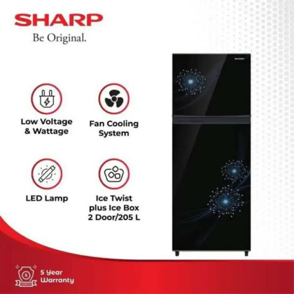 Bisa Cicilan.Sharp Kulkas 2Pintu 205L SJ-237MG-DP/DB Nano Deodorizer