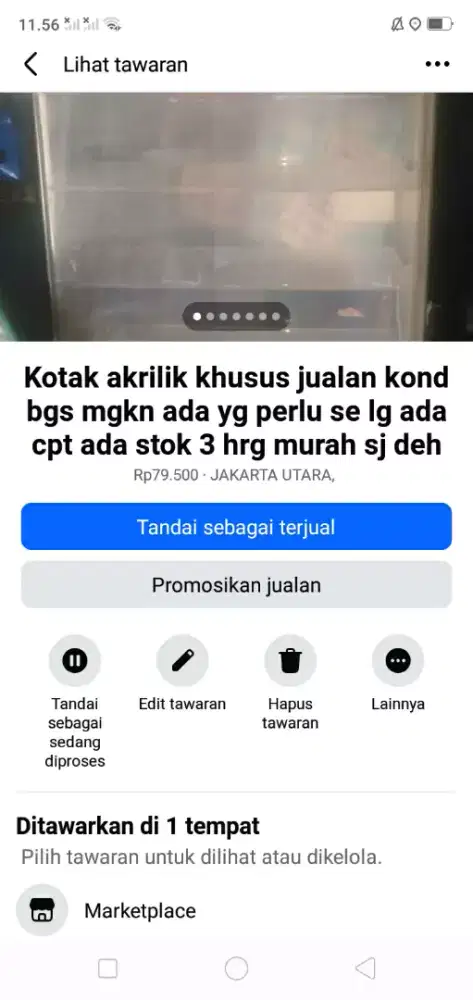 Cocok utk pajang brg dagangan kotak akrilik serba guna kond bgs murah