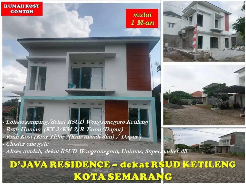 Rumah Kost Baru 2 Lantai dekat/samping RSUD Wongsonegoro Kota Semarang