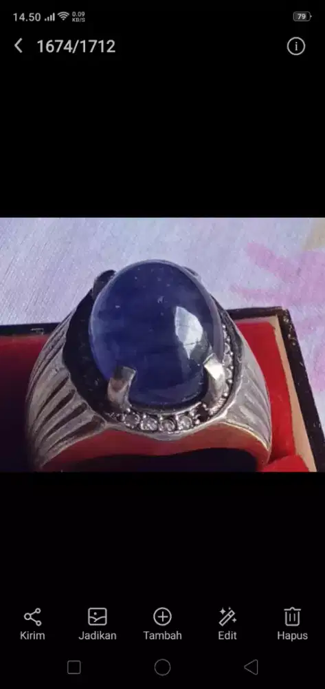 Cincin Batu Blue Safir ll Batu blue safir serat kapas