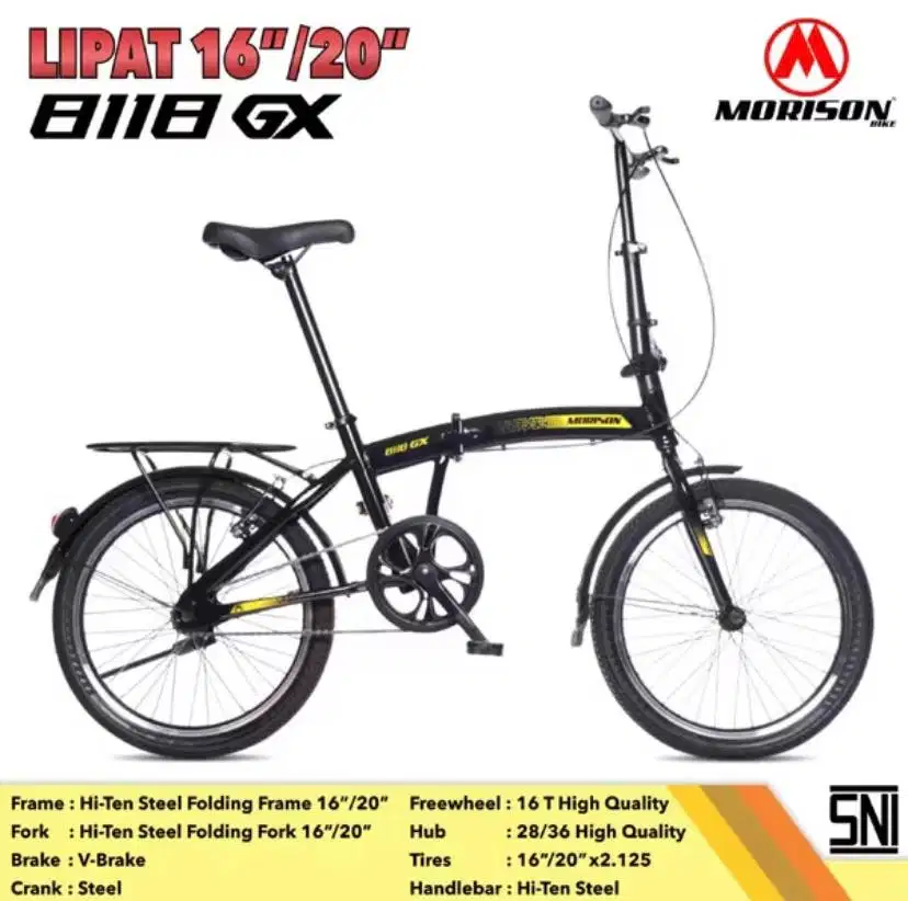 Sepeda Lipat 20” Morison 8118 GX – Hitam Kuning | Sudah Dirakit