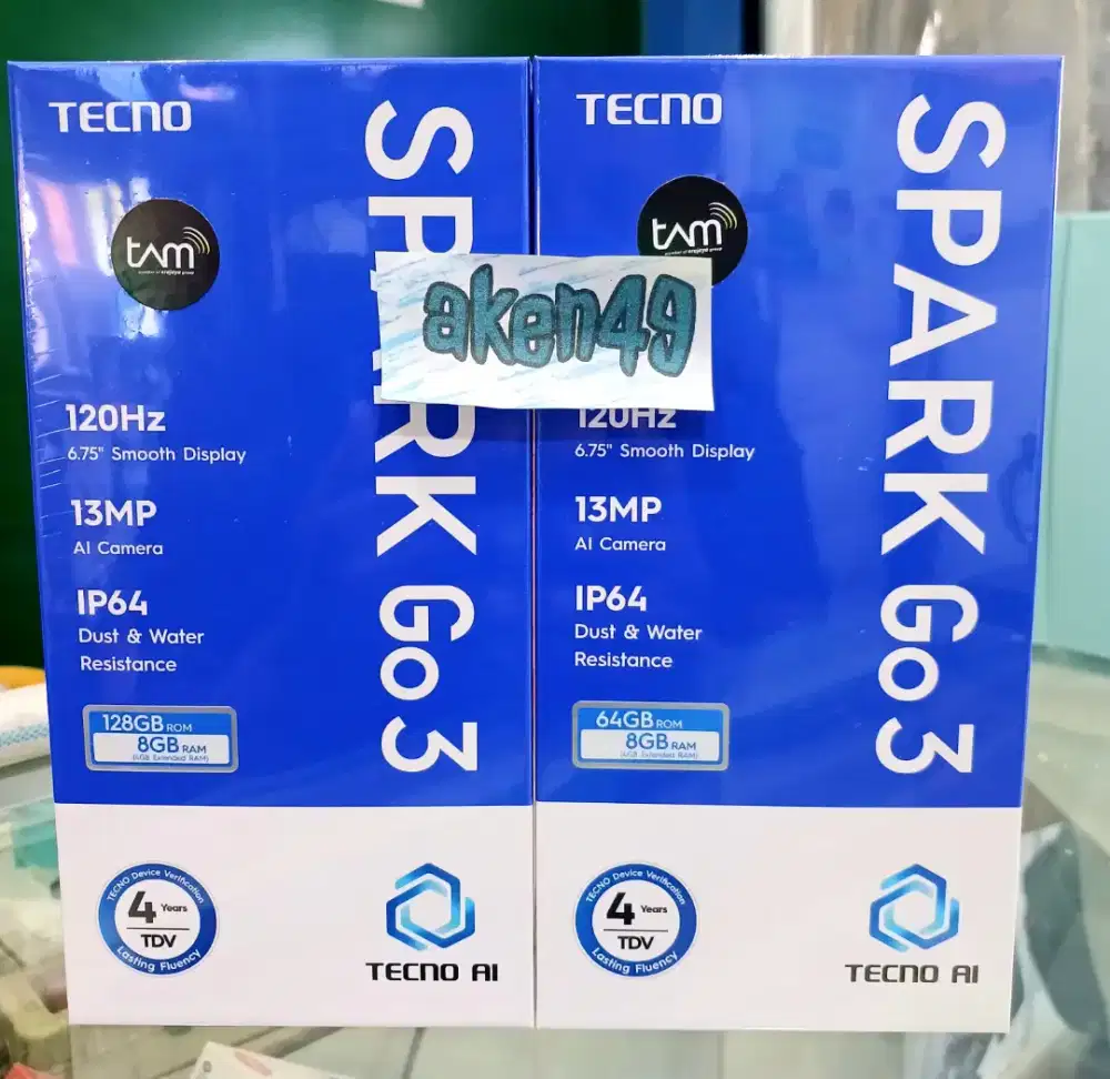 New Tecno Spark Go 3 4GB 64Gb Display 120Hz Battery 5000mAh  IP 64