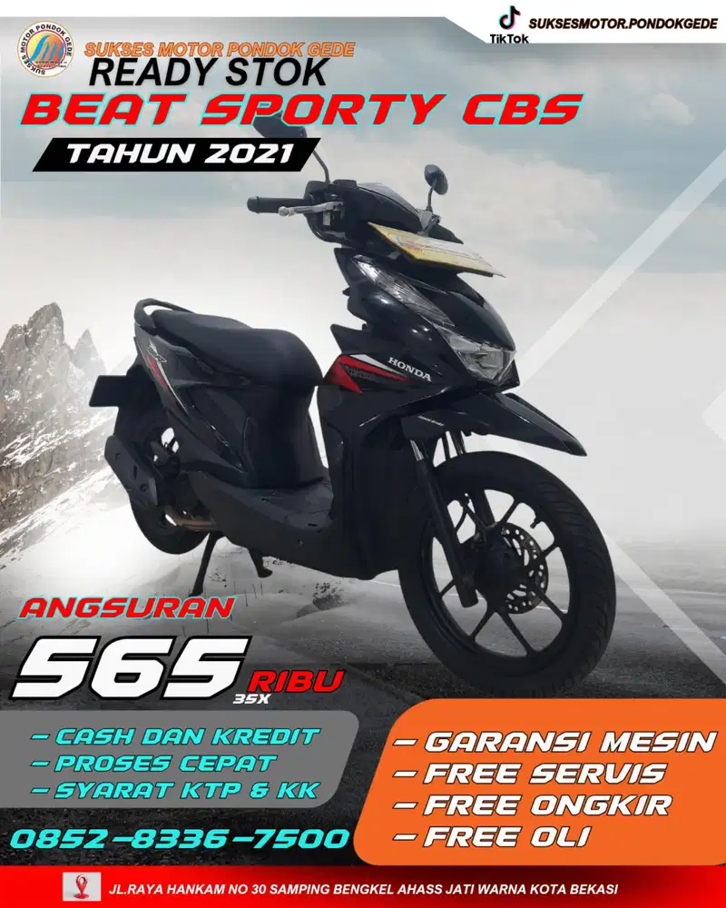 ANGSURAN 500 RIBUAN HONDA BEAT SPORTY CBS TAHUN 2021 DP MURAH