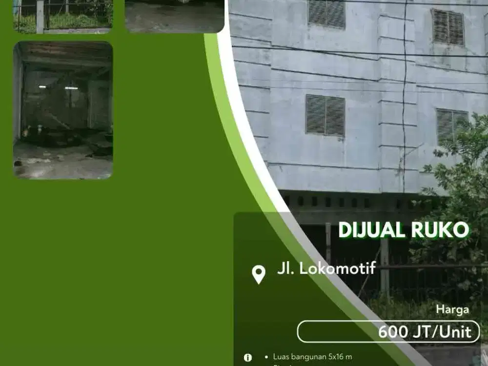 Dijual Ruko Gandeng 2 Jalan Lokomotif Pekanbaru Kota!