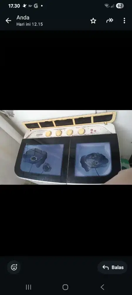 Dijual.mesin cuci bekas 2 lubang atas..masih berfungsi Rp 600 rb saja