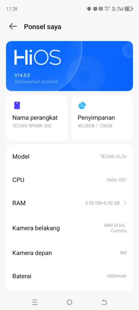 Jual hp Tecno spark 30 c