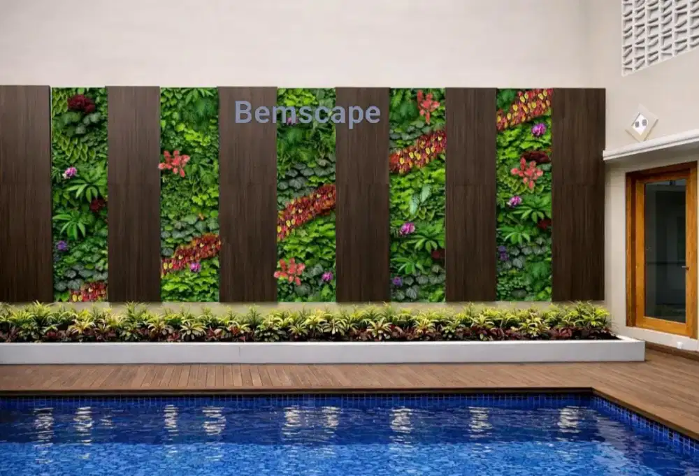 Vertical Garden Artificial Tanaman Plastik Dekorasi Dinding
