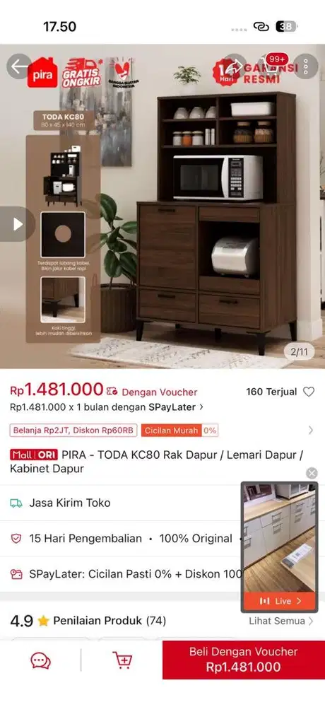 Lemari dapur/meja dapur/rak dapur merk Pira bekas nego tipis boleehhh