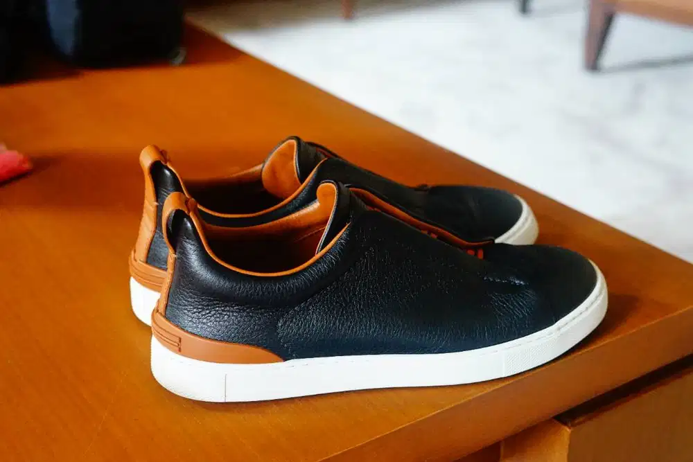 DIJUAL - ( Sepatu Cowok ) Zegna Leather Slip-On Sneaker