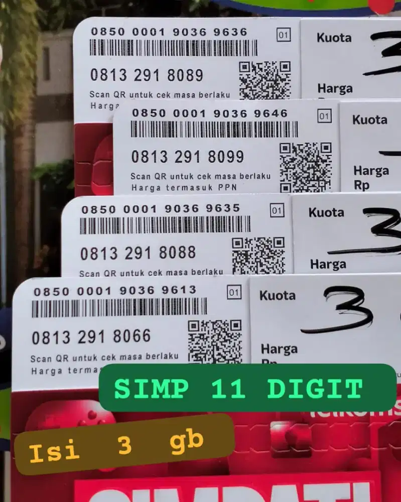 KARTU 11 DIGIT TELKOMSEL KUOTA 3 GB.