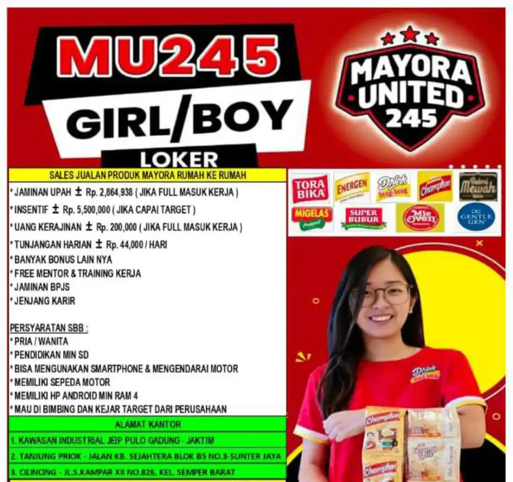 Loker sales mayora rumah ke rumah