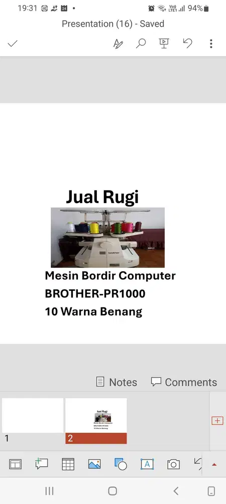Jual-rugi Mesin Bordir Computer Brother-PR1000