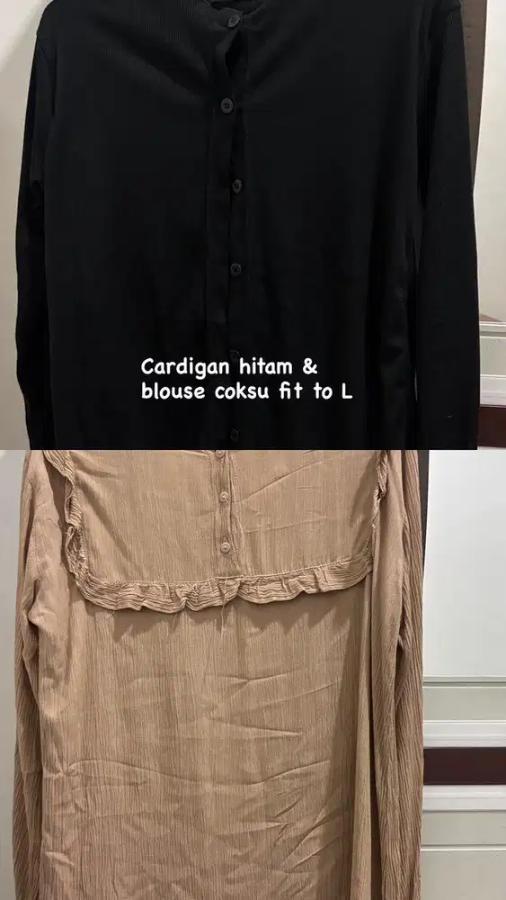 Blouse cuksu dan cardigan hitam