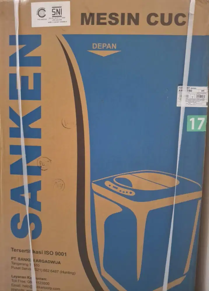 Mesin Cuci Sanken 1 Tabung Top Loading Baru