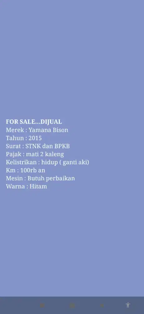 Jual jujur yamaha bison tahun 2014