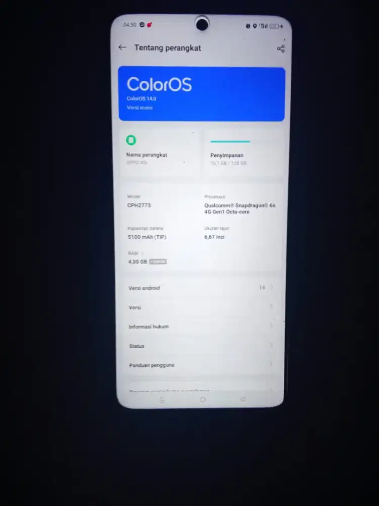 Di jual BU cepat hp Oppo A5i ram 4/128, mulus lokasi jakpus