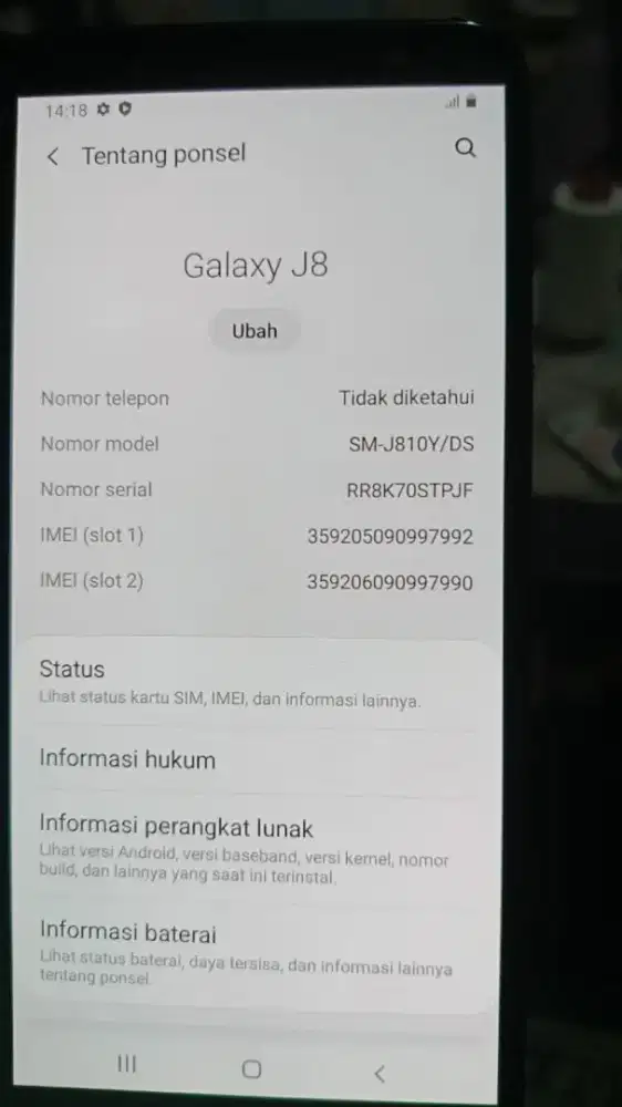 Samsung j8 normalmal ram3/32