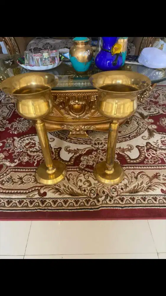 JUAL CEPAT SEPASANG KUNINGAN SERBA GUNA T:60 CM