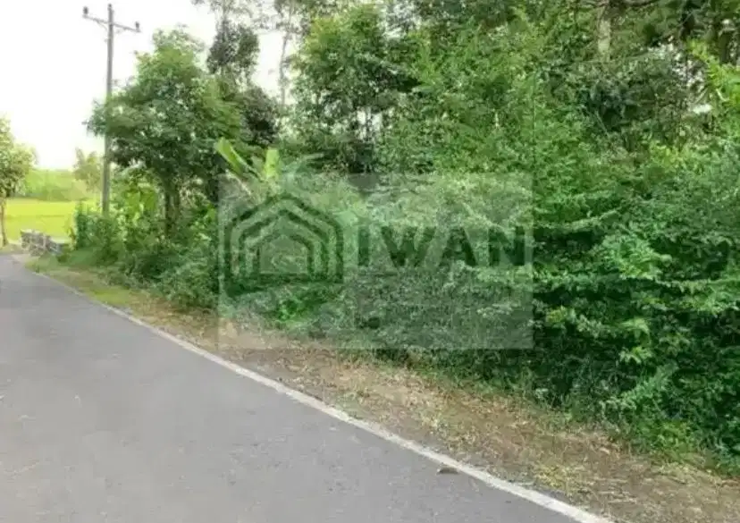 Tanah Pekarangan Hadap Jalan Lebar Dilewati Air Dengan View Sawah