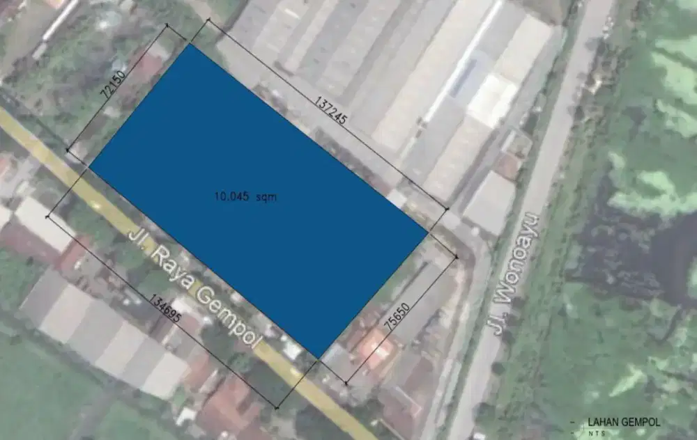 Dijual Zona Komersial Industri Raya Gempol strategis nol jalan raya