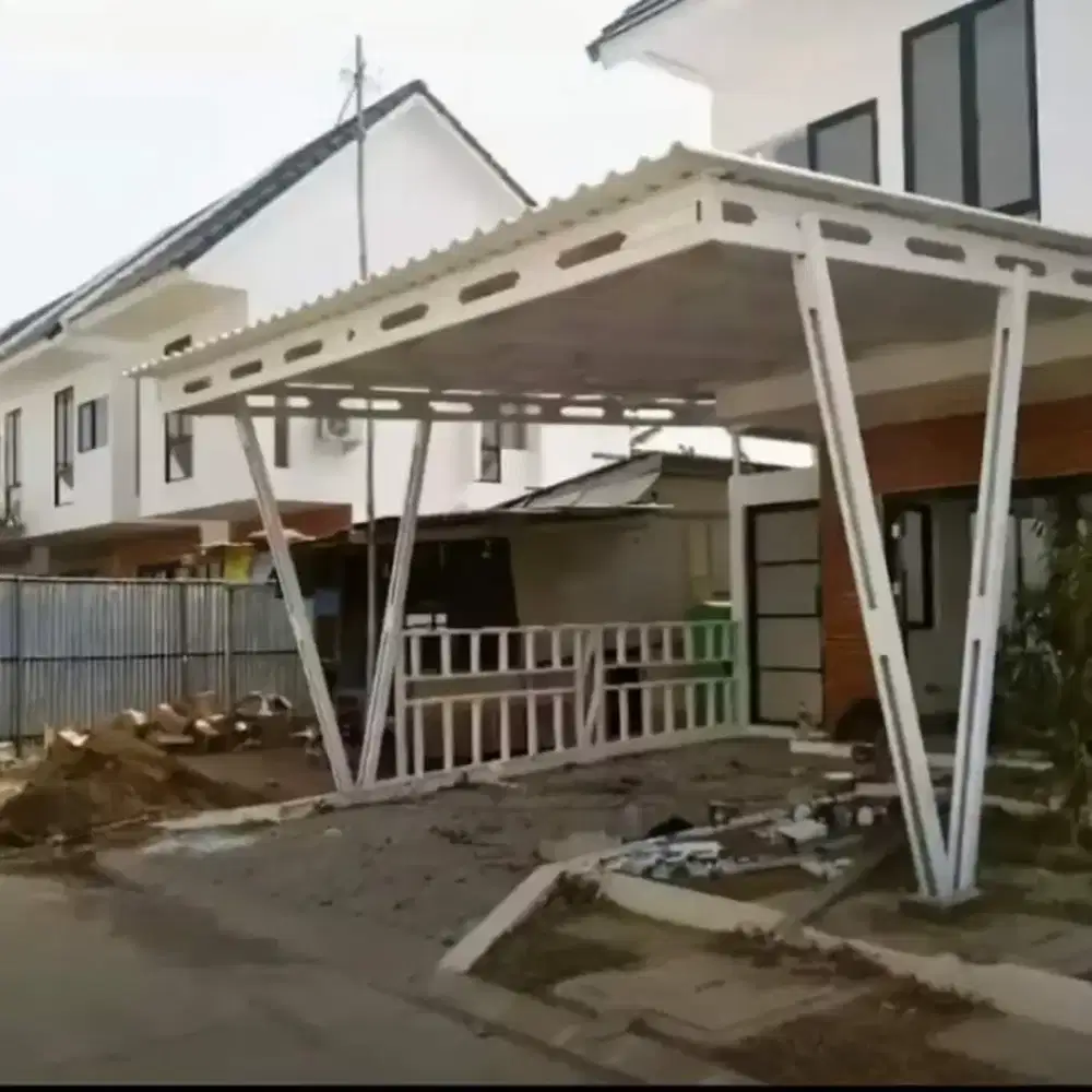 Kanopi baja ringan, kanopi besi hollo, rangka baja, plafon pvc