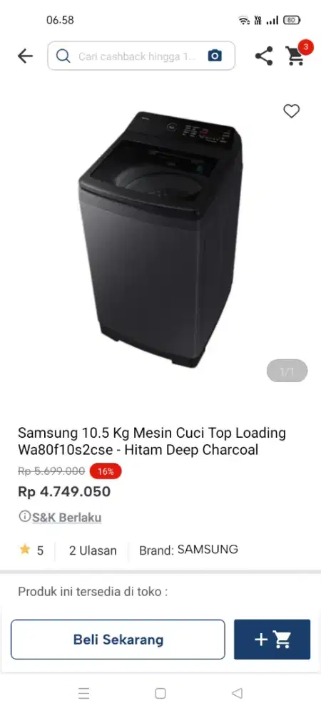 Samsung mesin cuci 10,5kg
