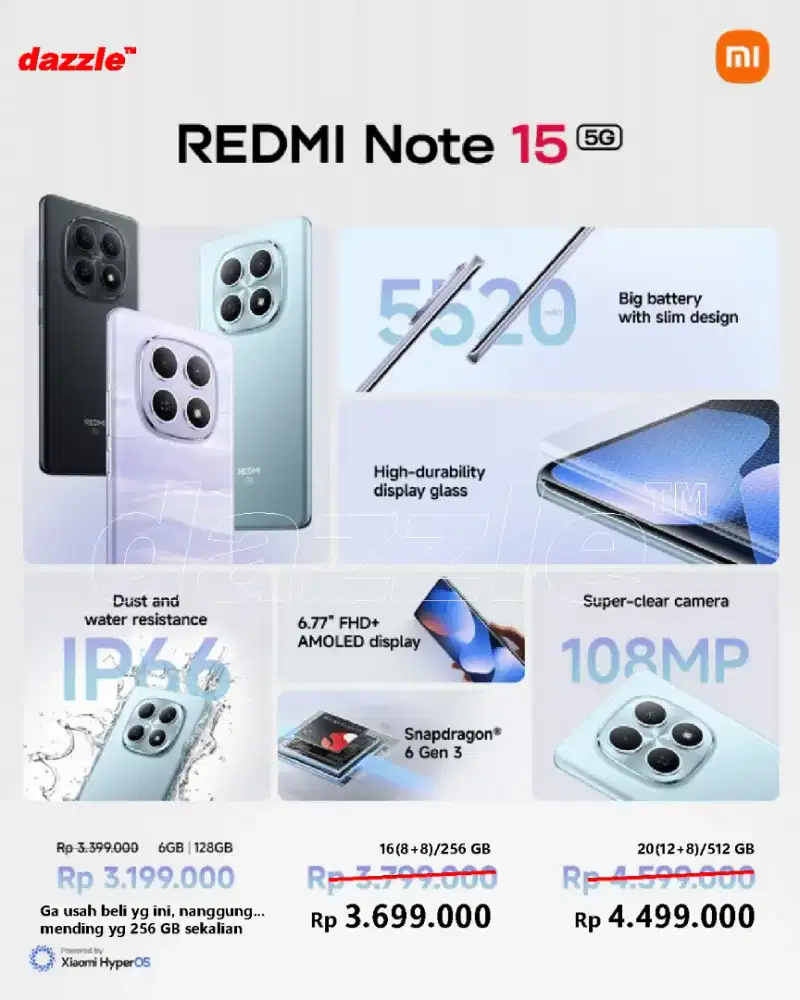 OPEN PO REDMI NOTE 15 5G 8/256 12/512 ME2 ARRIVAL FREE GIFT