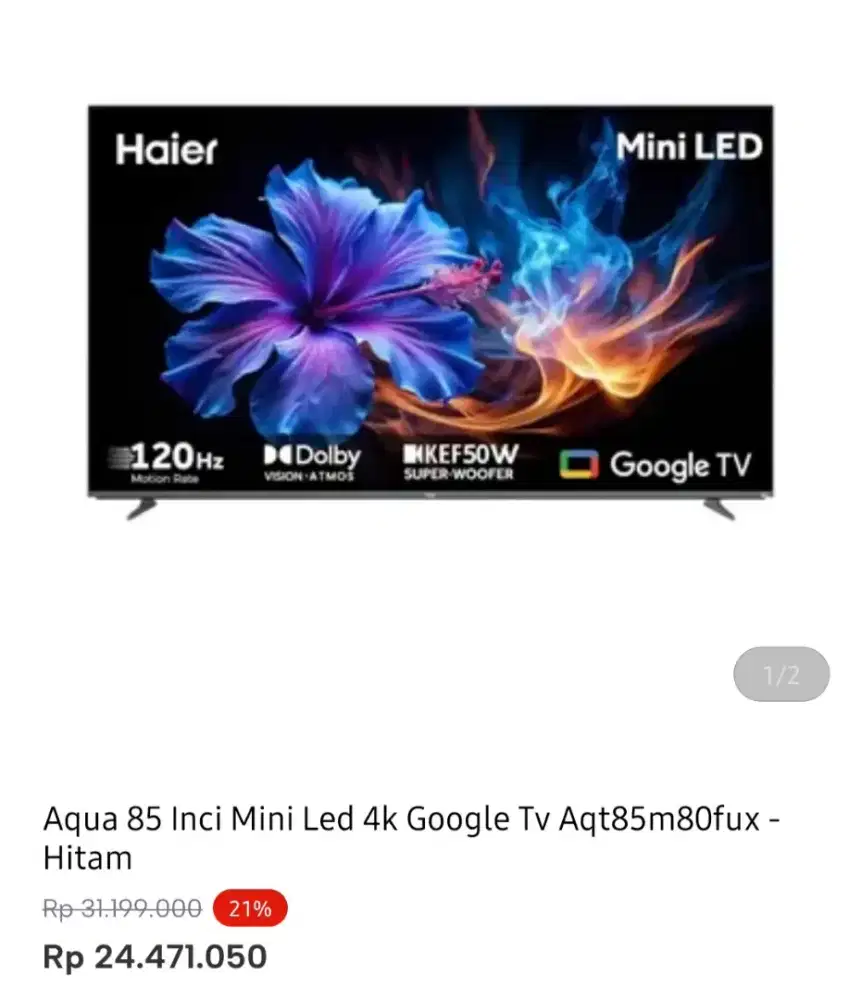 AQUA GOOGLE TV 4K MINI LED 85 INCI