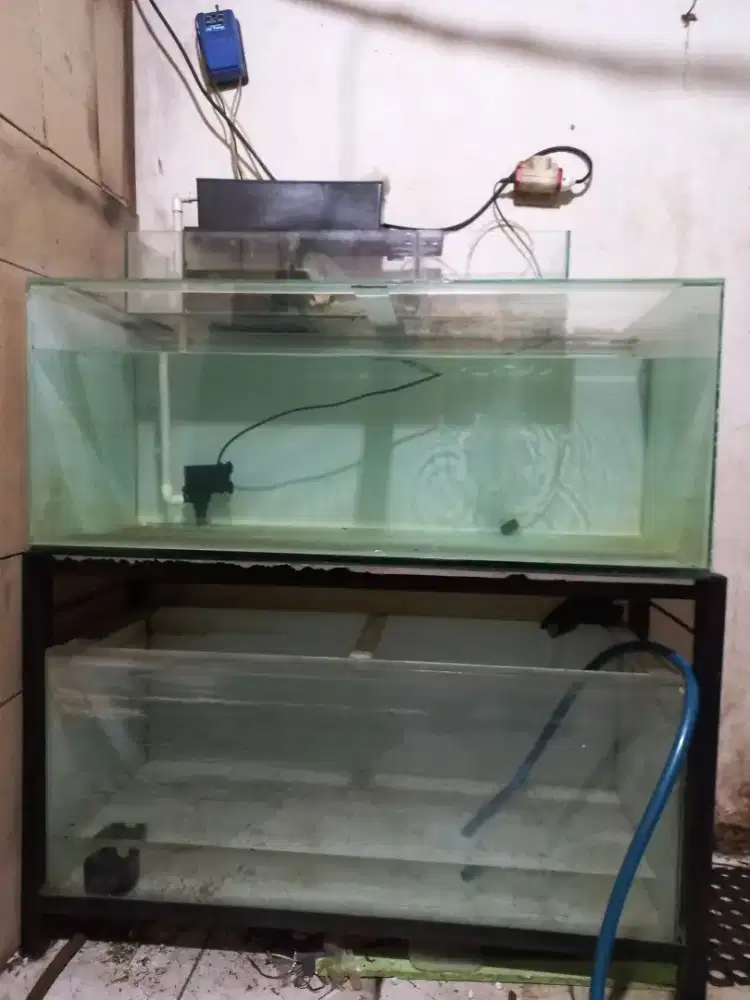 aquarium 150×40×50 5mm alas 10mm, bawah 100×40×40 full 5mm