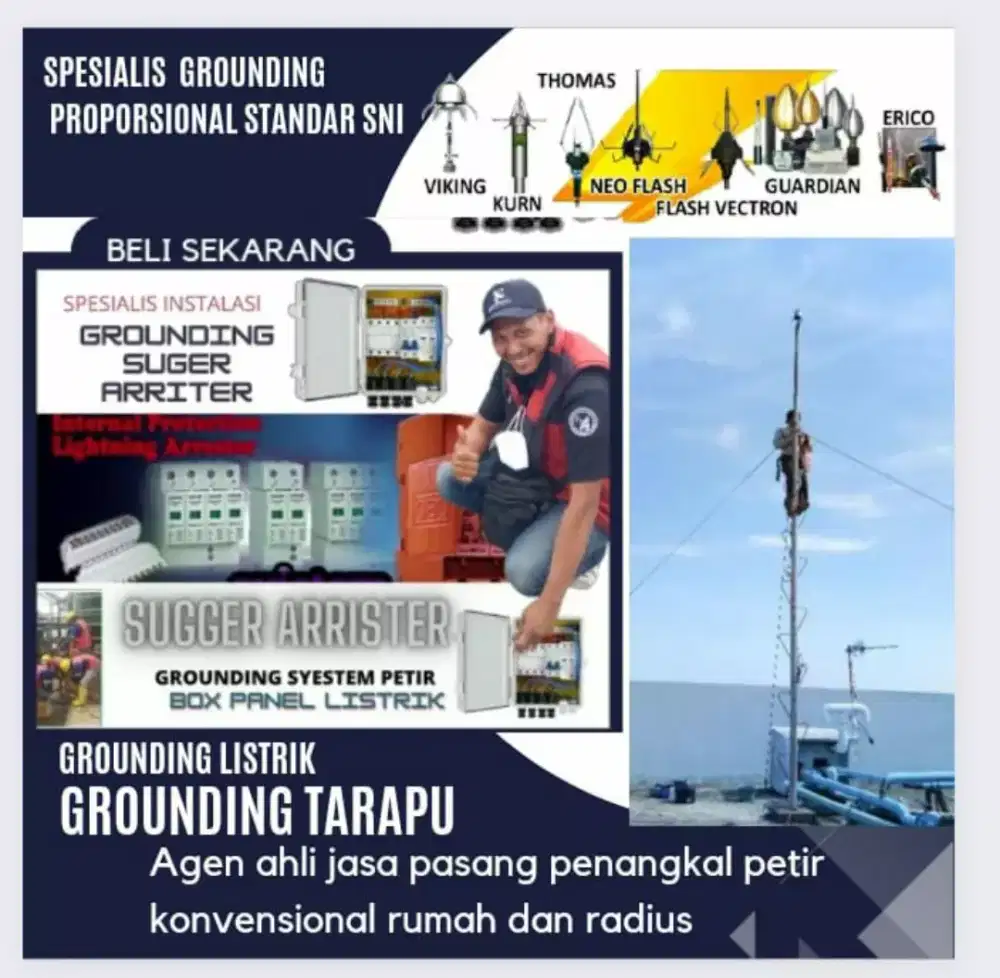 Ahli jasa pasang penangkal petir dan grounding mesin