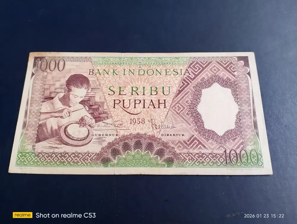 Uang kertas Indonesia kuno 1000 rupiah th 1958