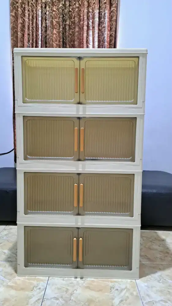 Lemari Pakaian Penyimpanan Plastik 4 Susun