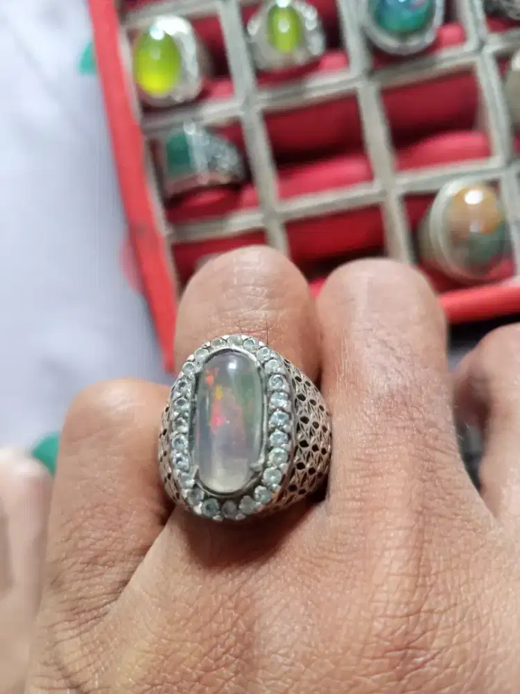 Batu Cincin Akik Permata Natural Opal Kalimaya Kristal Banten