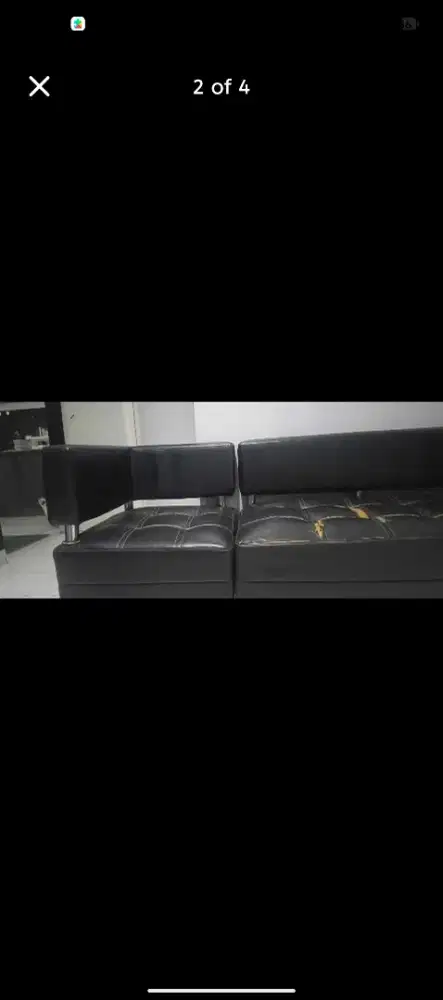 Sofa Hitam 3 bagian Plus 6 Bantal Kursi. DIJUAL