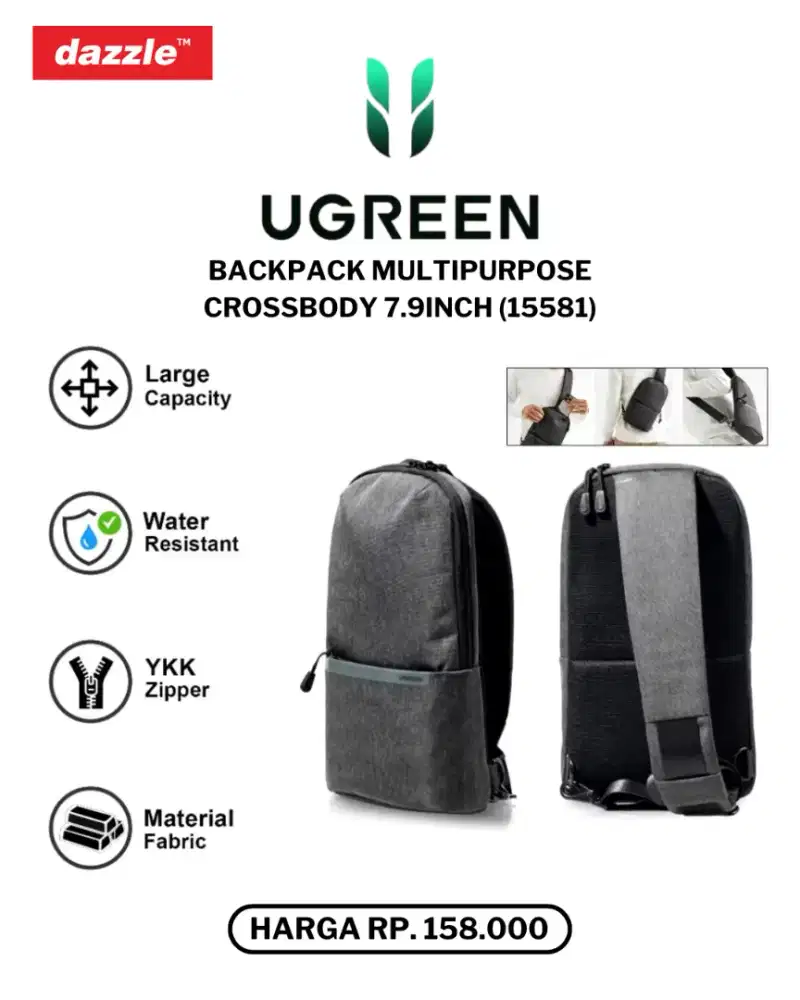 UGREEN BACKPACK MULTIPURPOSE 7.9INCH CROSSBODY (15581)