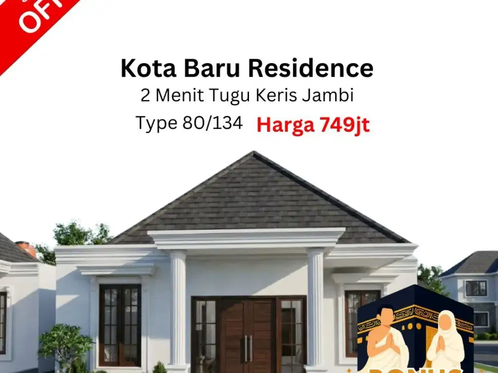 Jual Rumah Kota Baru Jambi Type 80/134