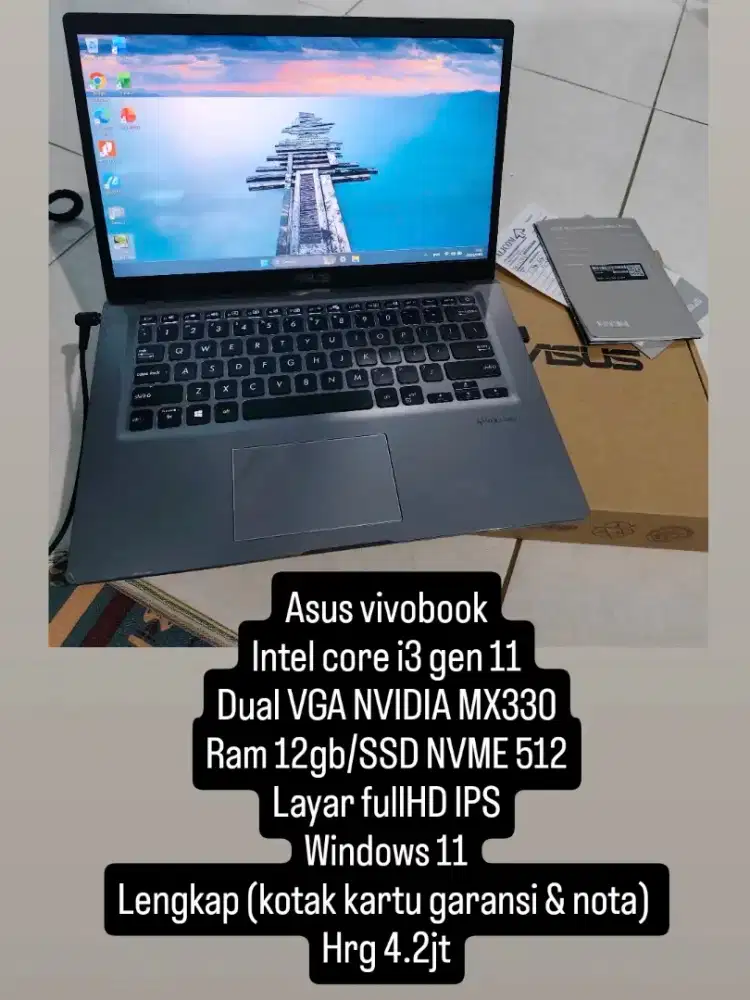 Laptop asus i3 gen 11 NVIDIA MX330 Ram 12gb/NVME 512gb