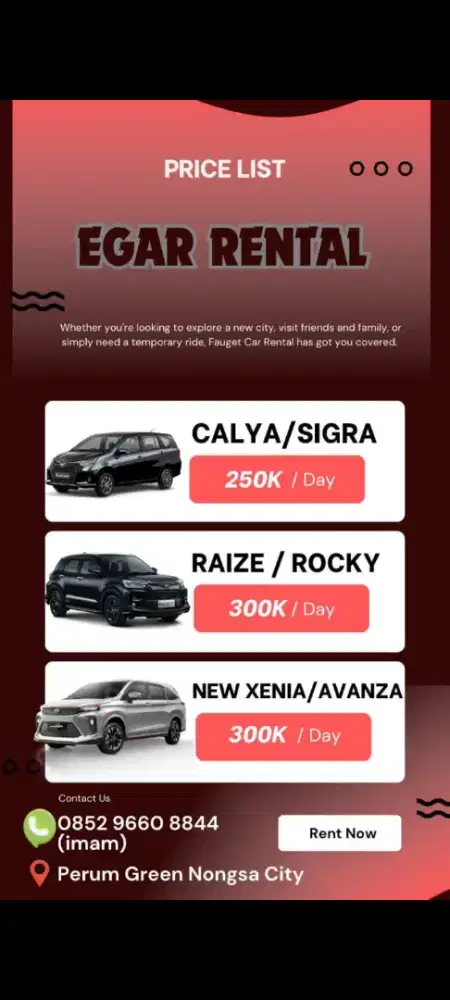RENTAL MOBIL lepas kunci