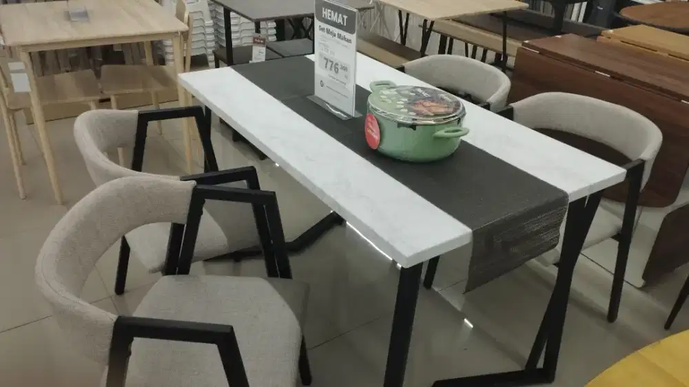 HARPER TABLE SET WHITE MARBLE