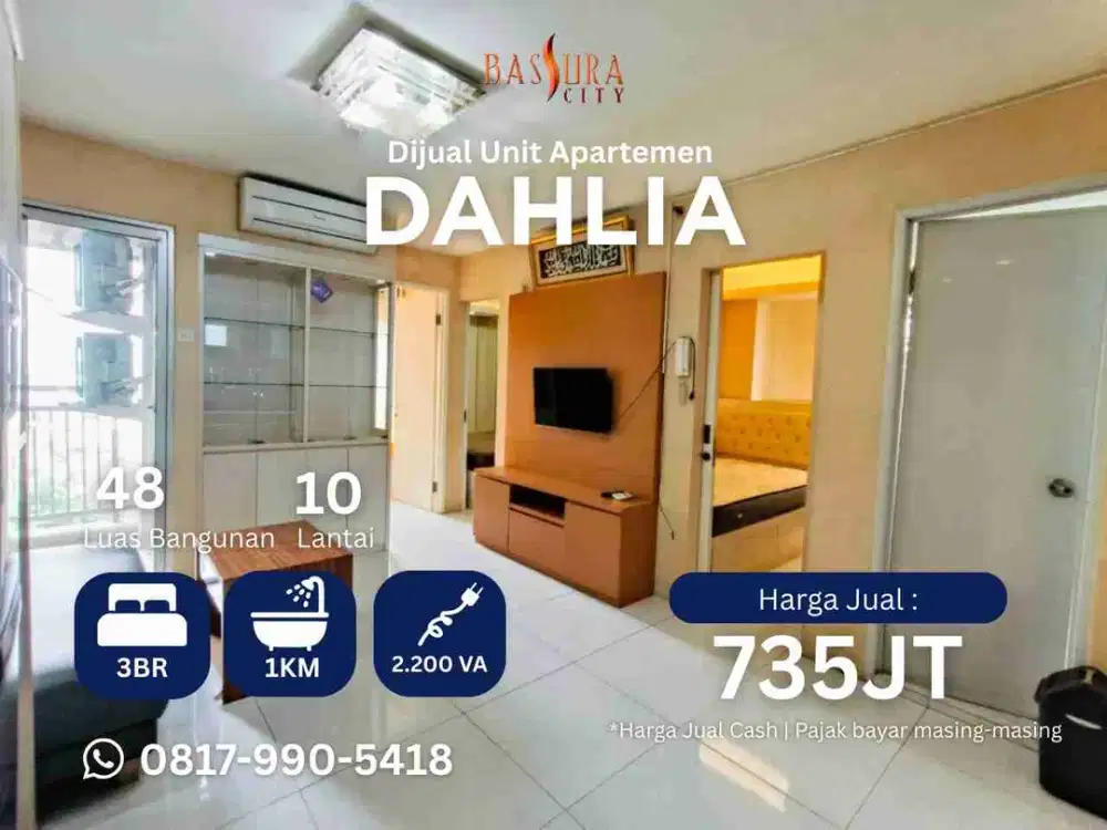 Jual 3BR SHM apartemen Bassura City tower Dahlia sebelah mall