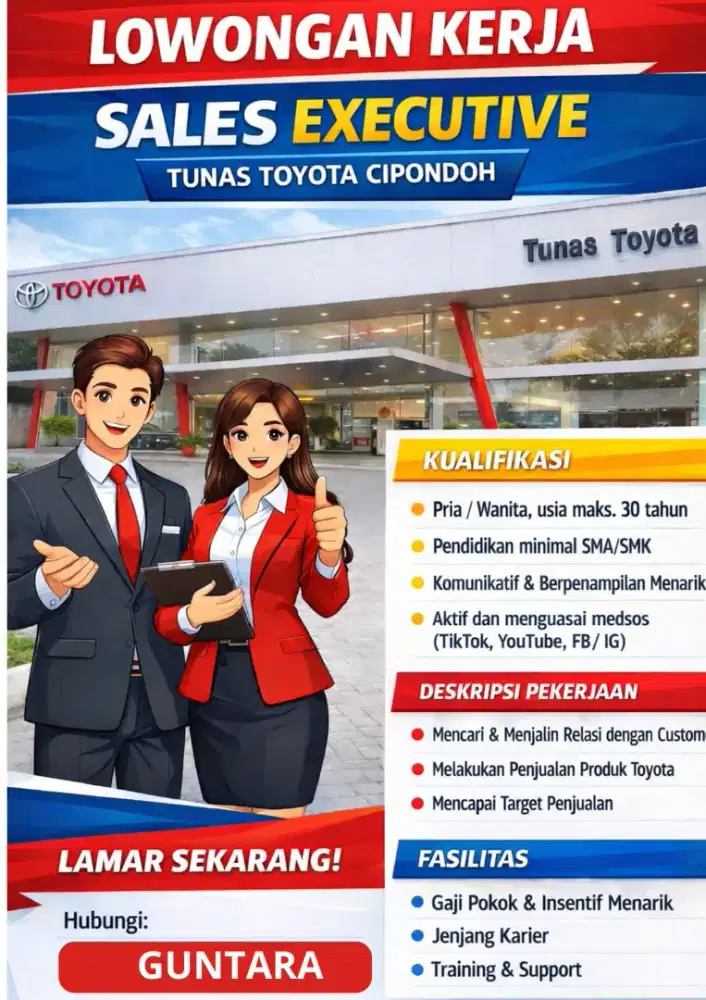 DIBUTUHKAN SEGERA , Sales Marketing Executive Pria / Wanita