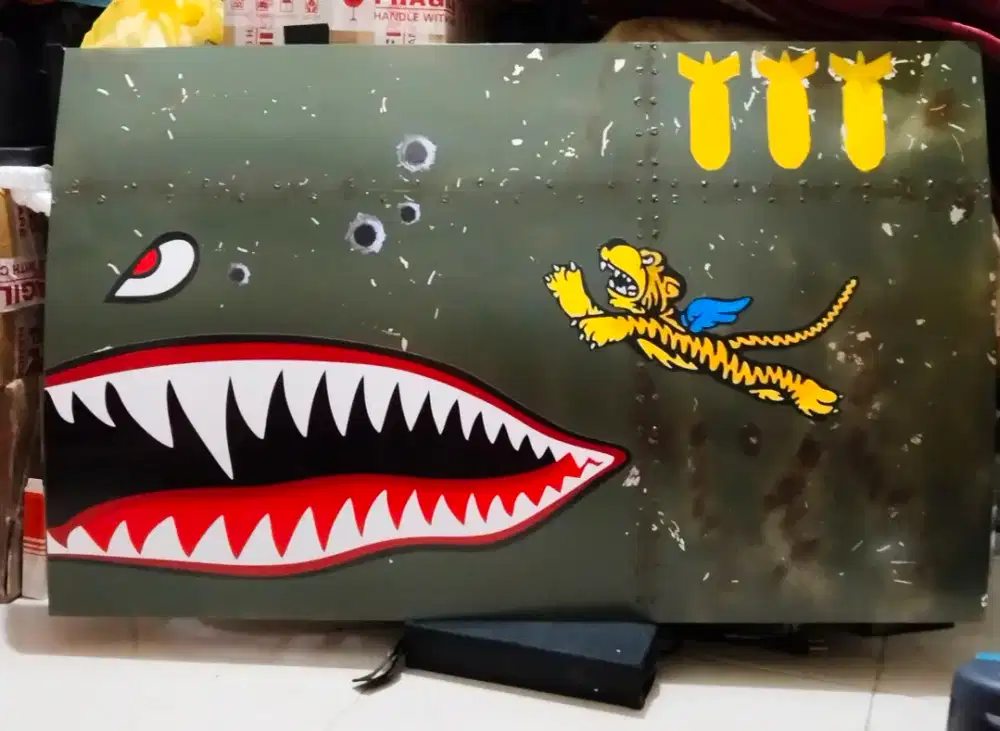 Dekorasi rumah cafe body pesawat nose art airplane retro lawas antik