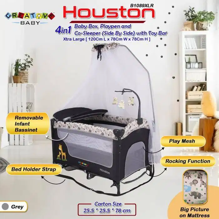 Box Bayi Creative B1089XLR Houston 4in1 Bisa Buka Samping Grey